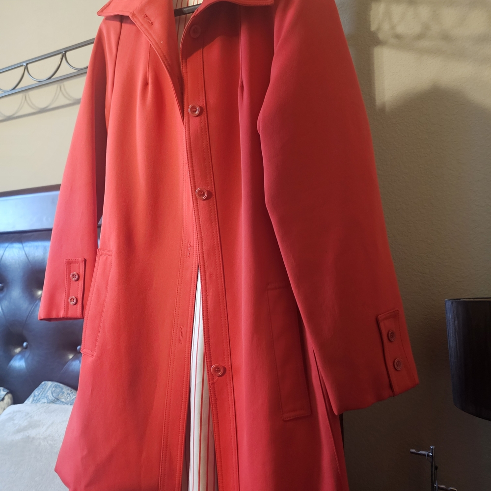 Classic Red Women's Button-Front Trench Coat